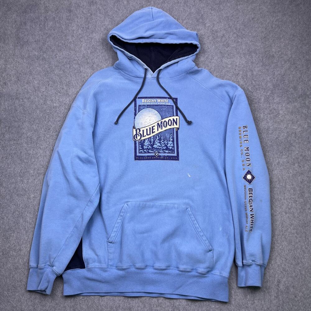 badger blue moon belgian hoodie blue sweatshirt mens xl